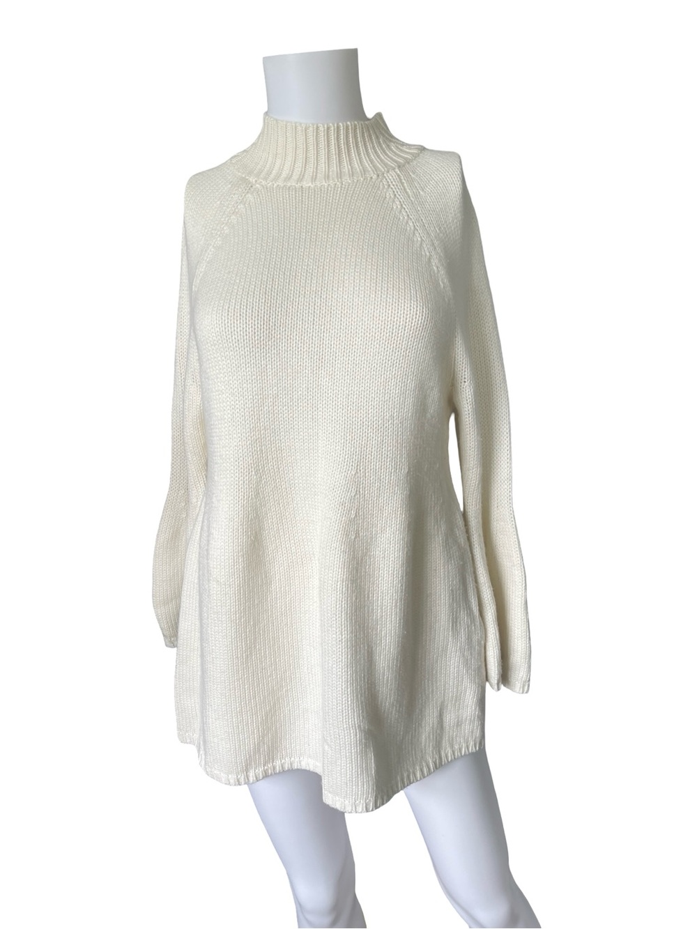 Black Label by Chicos Ivory Knit Sweater Mock Neck Neutral Size 1 Petite Medium